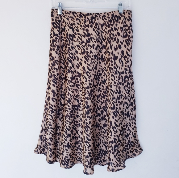 Sienna Sky Size L Leopard Animal Print Midi Skirt - Picture 2 of 6